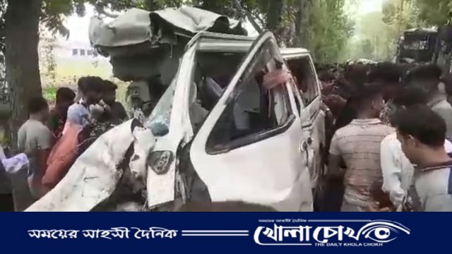 মুকসুদপুরে বাস ও মাইক্রোবাস মুখোমুখি সংঘর্ষে ৫ জন নিহত, ৩ জন আহত