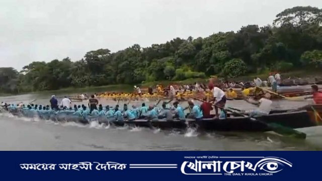 ভাঙ্গার ঝালডাঙ্গা বিলে অনুষ্ঠিত  হলো গ্রামবাংলার ঐতিহ্যবাহী নৌকা বাইচ 