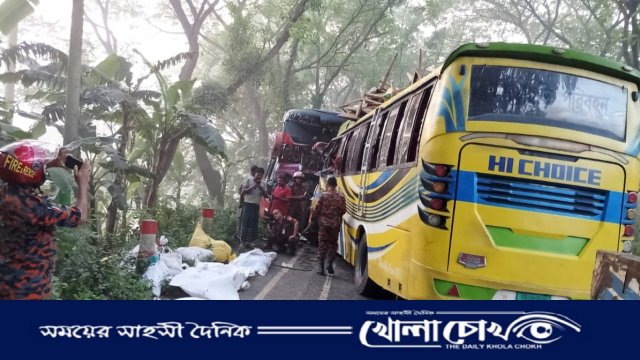 ফরিদপুরে দুই বাসের মুখোমুখি সংঘর্ষে নিহত ৫, আহত ২৩