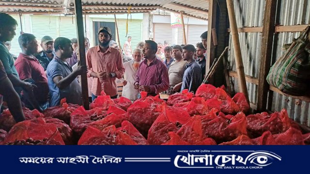 নগরকান্দা উপজেলার পেঁয়াজের আড়তে বিশেষ টাস্কফোর্স ও ভোক্তা অধিদপ্তরের অভিযান