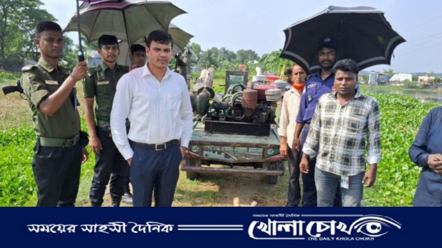 সালথায় অবৈধ ড্রেজার দিয়ে বালু উত্তোলন: ড্রেজার মেশিন জব্দ ও মামলার প্রস্তুতি 