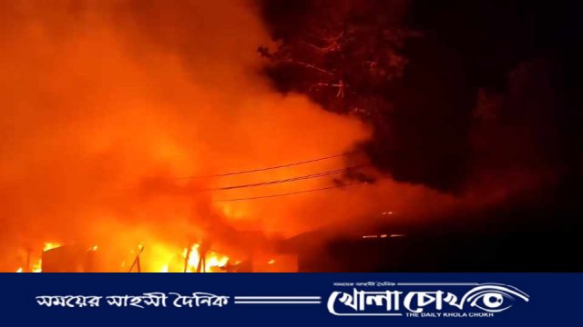 নোয়াখালীতে শর্টসার্কিটের আগুনে পুড়ে ছাই ১১ দোকান