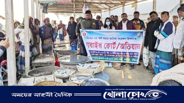 সদরপুরে ২ মণ জাটকা ইলিশ জব্দঃ মাছ ব্যবসায়ীকে জরিমানা 